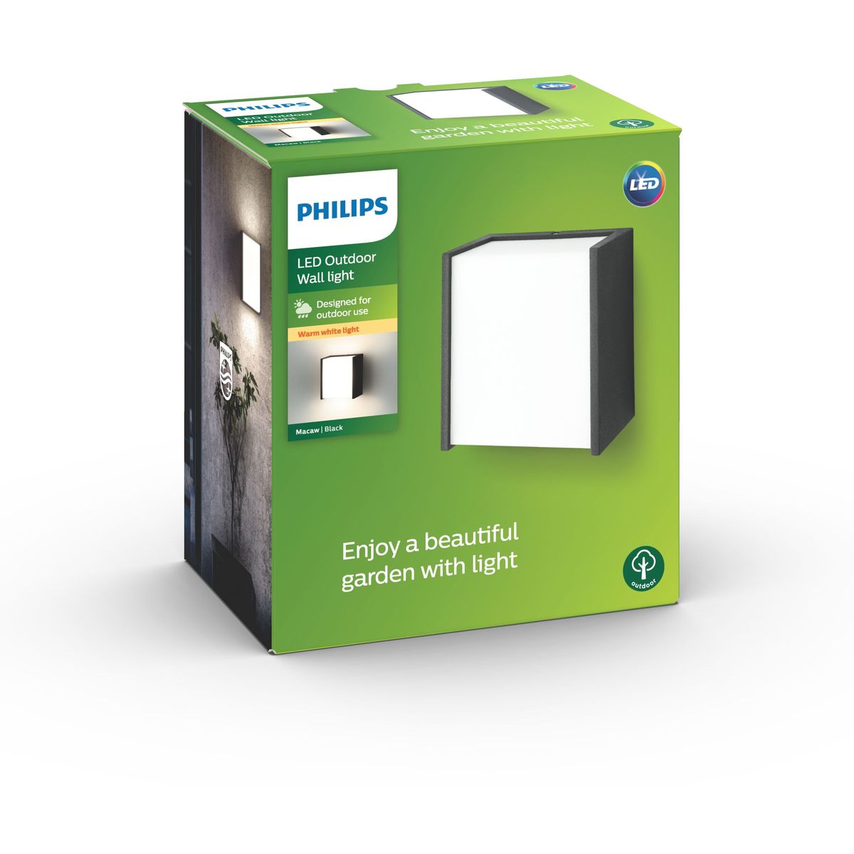 Philips - Macaw wall lantern black 1x3W SELV