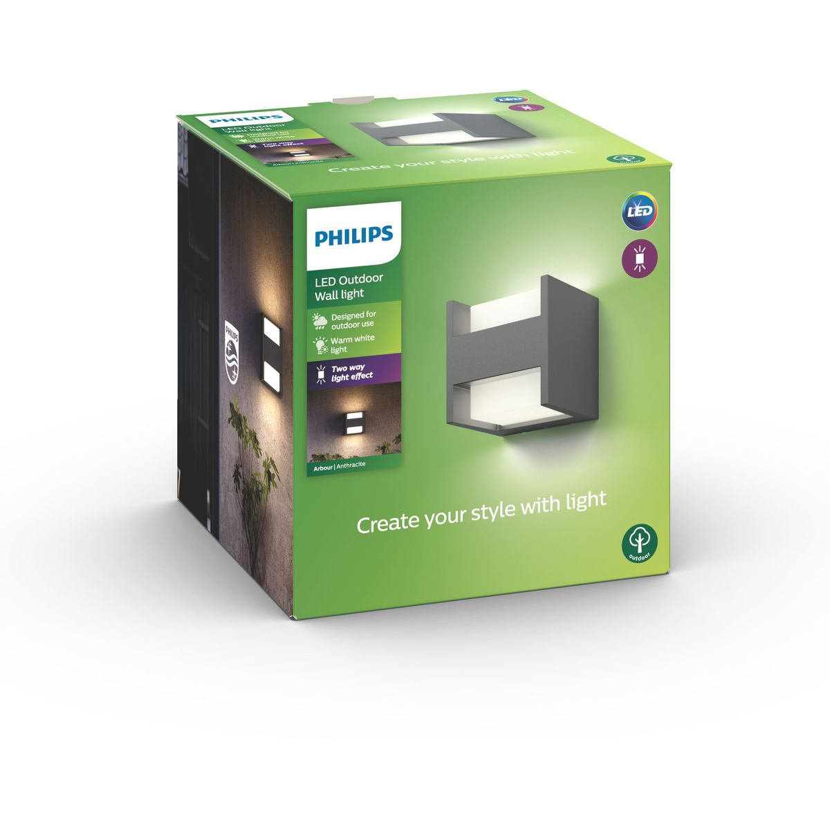 Philips - Arbour wall lantern anthracite 2x4.5W