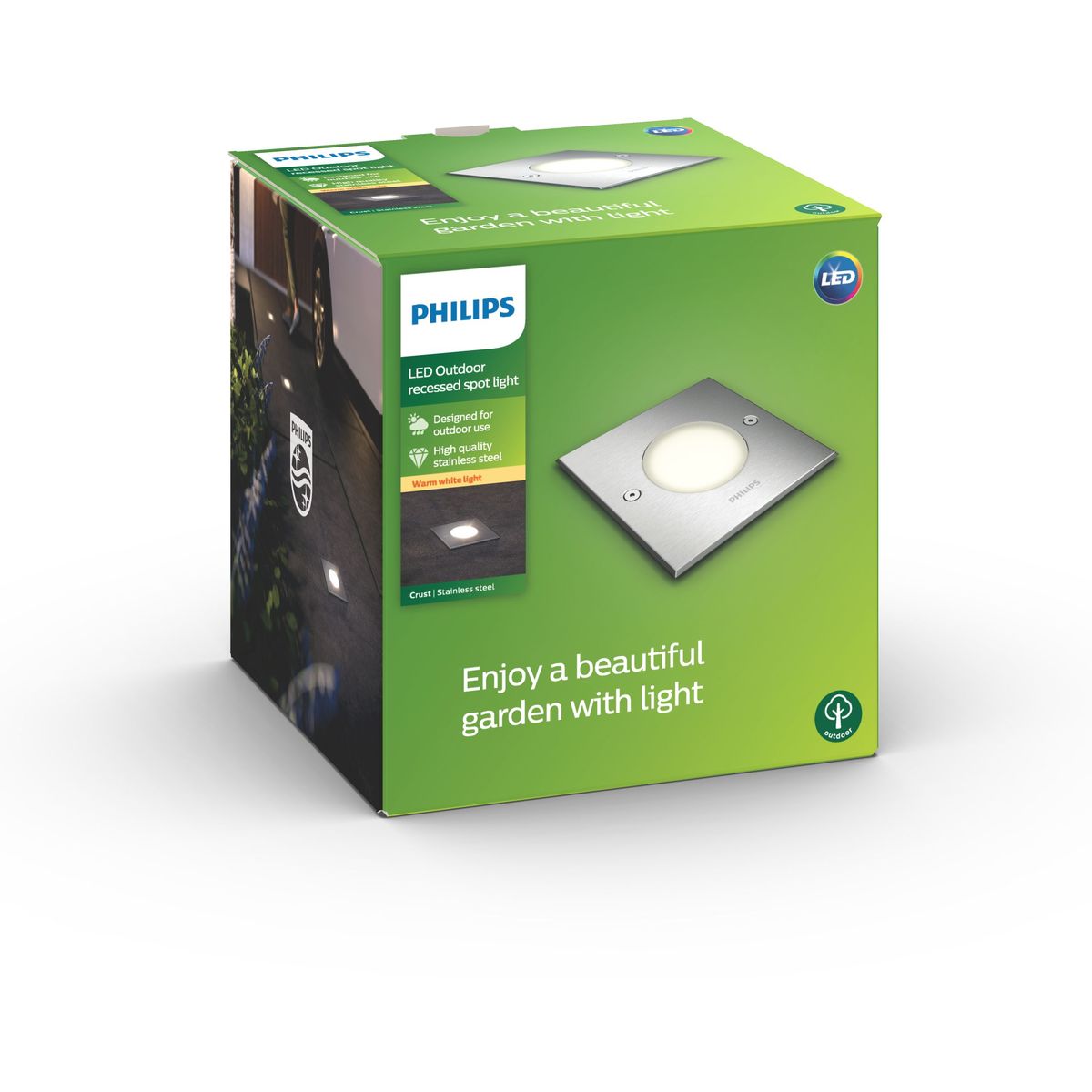 Philips - Crust recessed inox 1x3W 230V