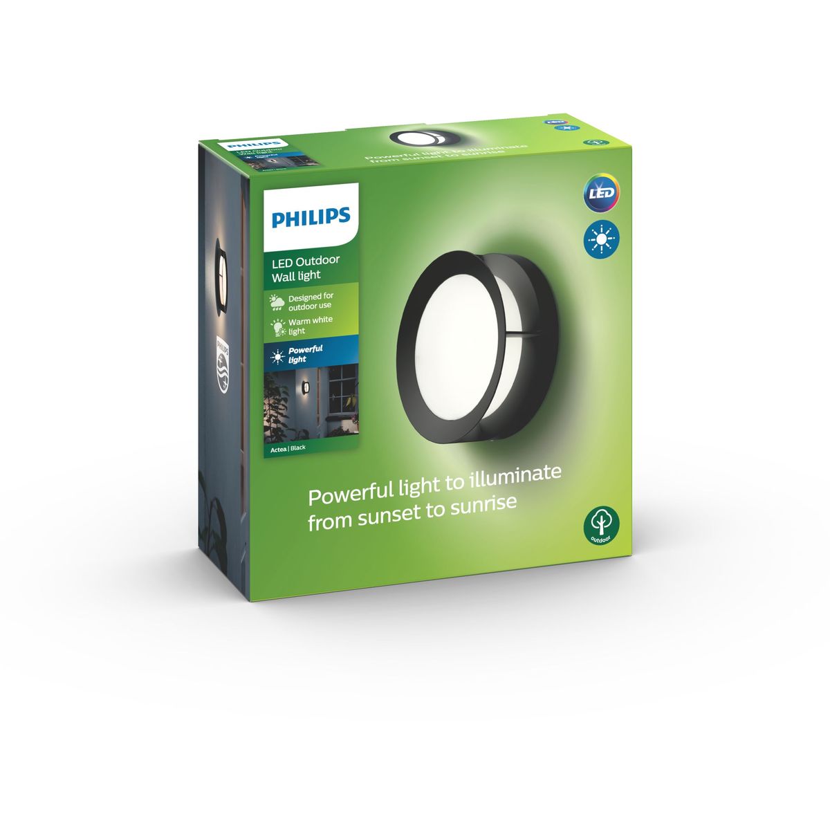 Philips - Actea wall lantern black 1x12W 176V