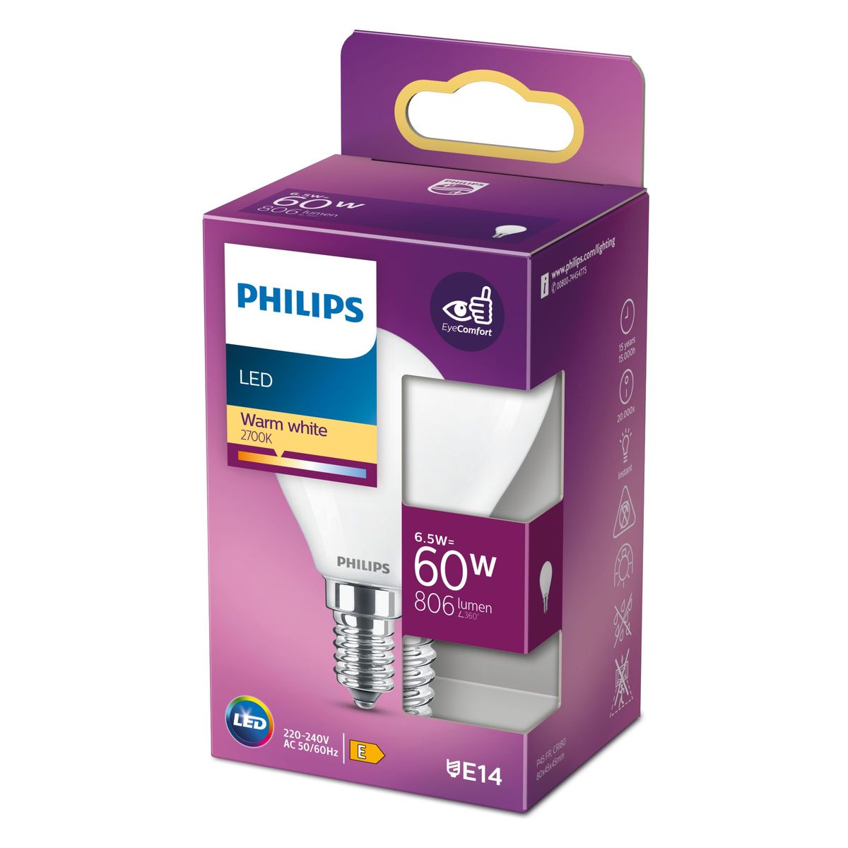 Philips - LED classic 60W E14 WW P45 FR ND RFSRT4
