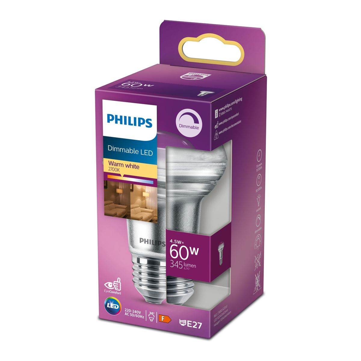 Philips - LED CLA 60W R63 E27 WW 36D RF D SRT4