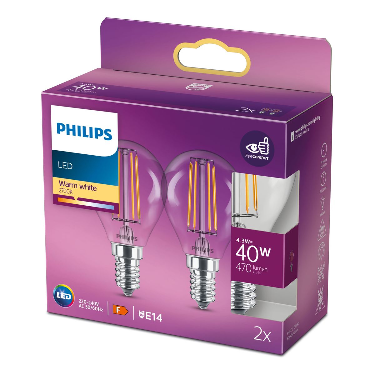 Philips - LED classic 40W P45 E14 WW CL ND 2SRT6
