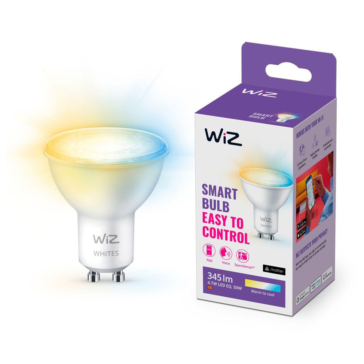 Philips - Wi-Fi BLE 50W GU10 927-65 TW 1PF/6