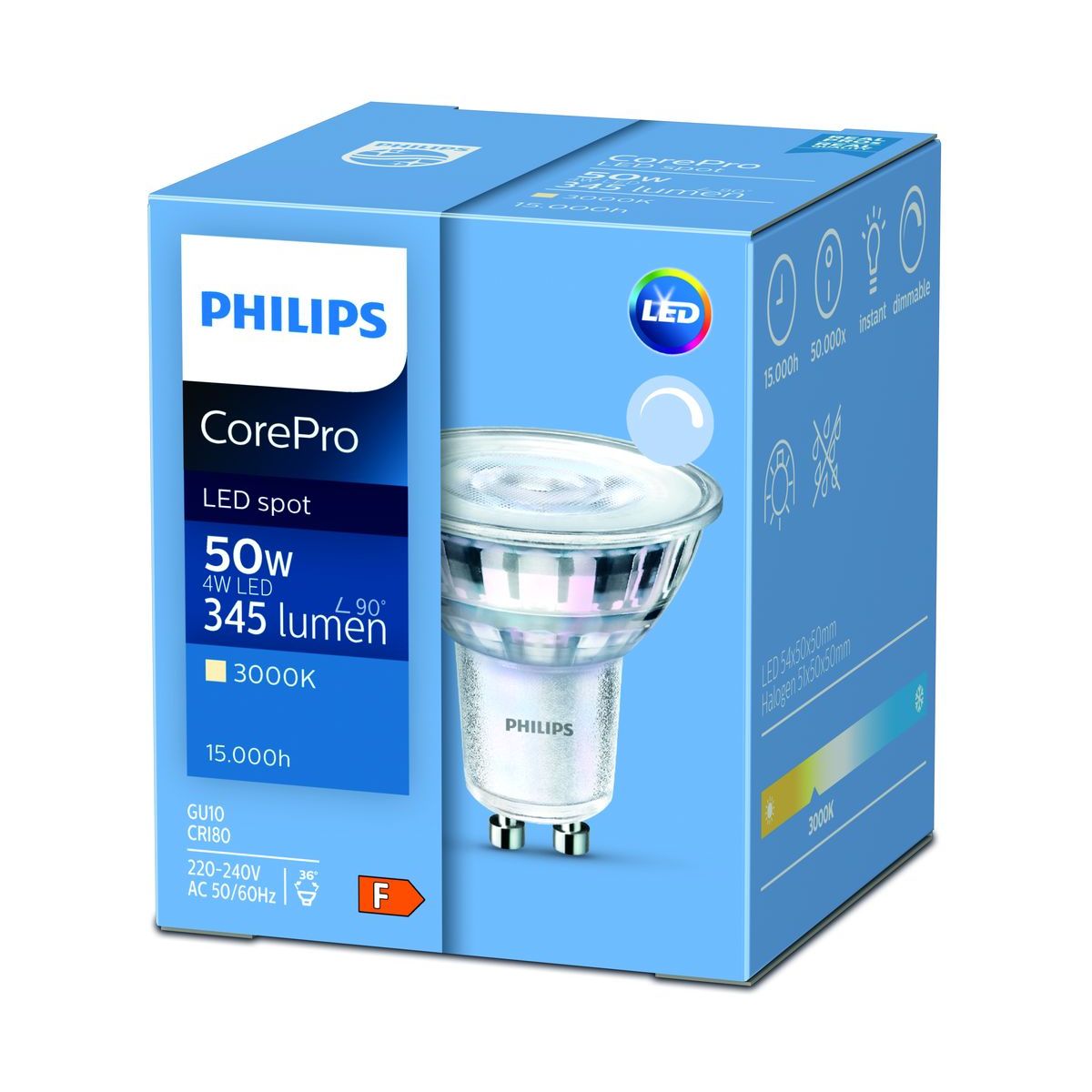 Philips - CorePro LEDspot 4-50W GU10 830 36D DIM