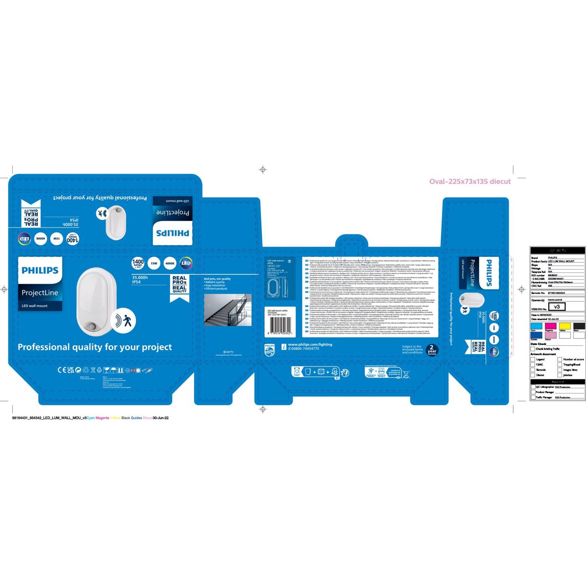 Philips - Projectline Wallmount ovl 1400 4000K Sen