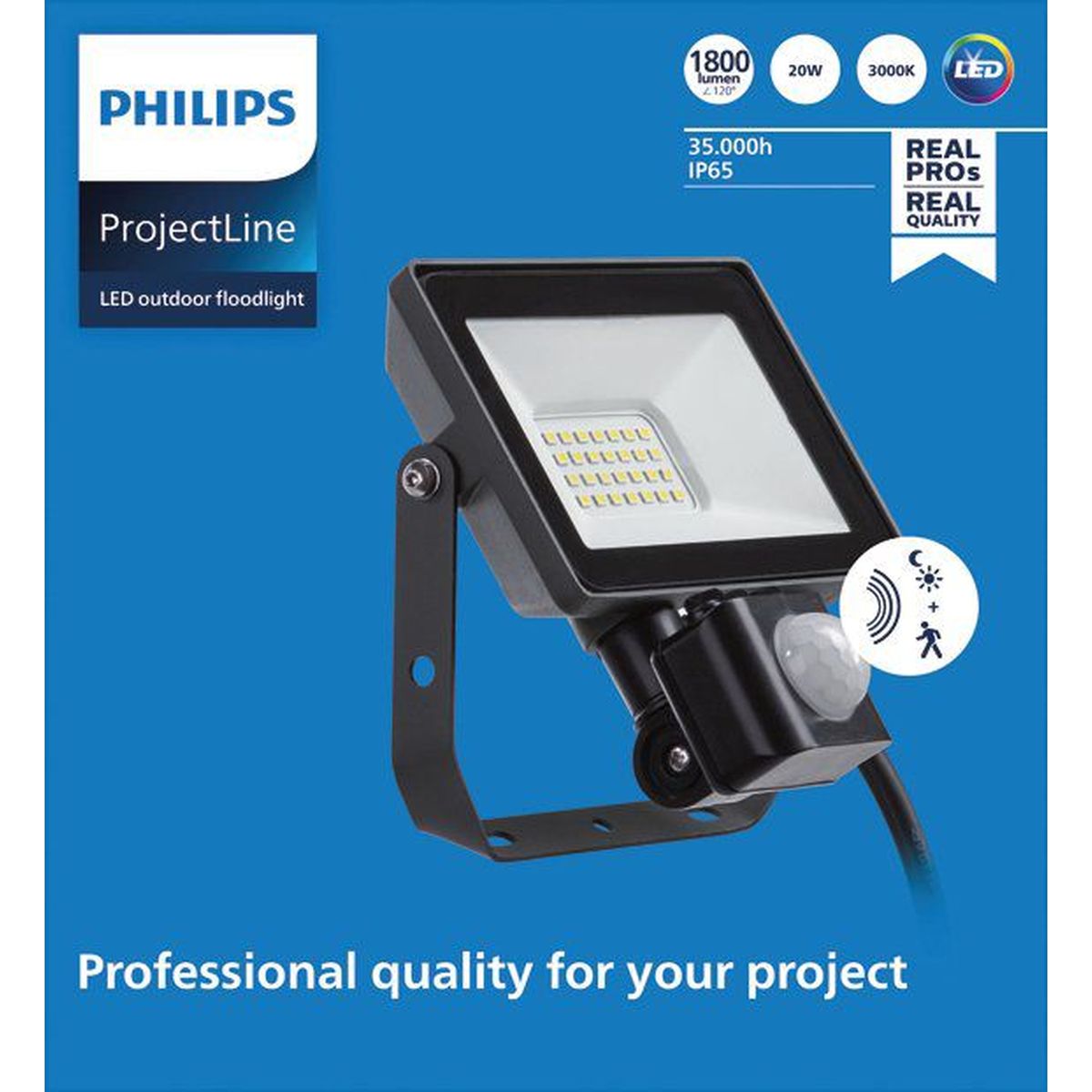 Philips - Projectline Floodlight 20W 3000K Sensor