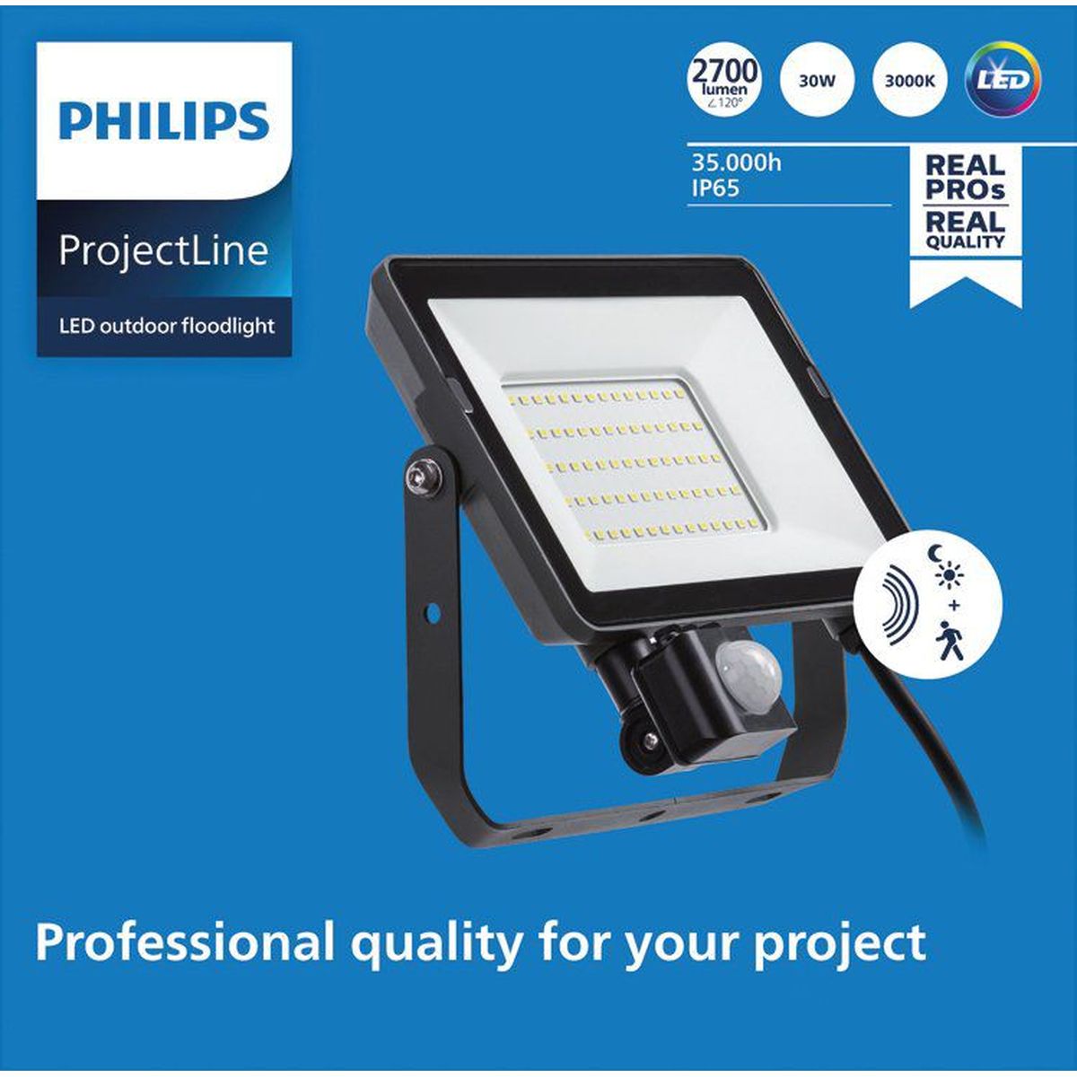 Philips - Projectline Floodlight 30W 3000K Sensor