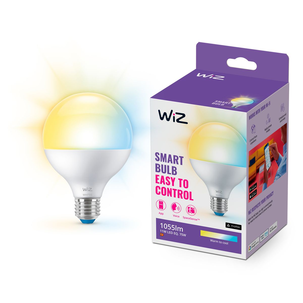 Philips - Wi-Fi BLE 75W G95 E27 827-65 TW 1PF/6