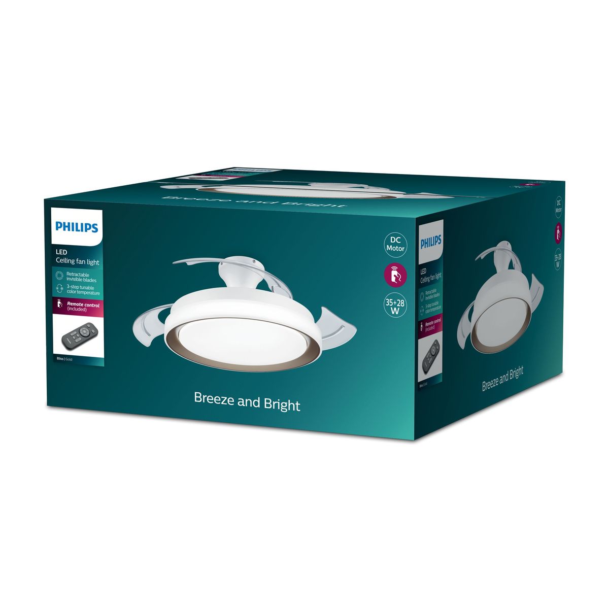 Philips - Bliss DC Fan ceiling 28W+35W TW Gold