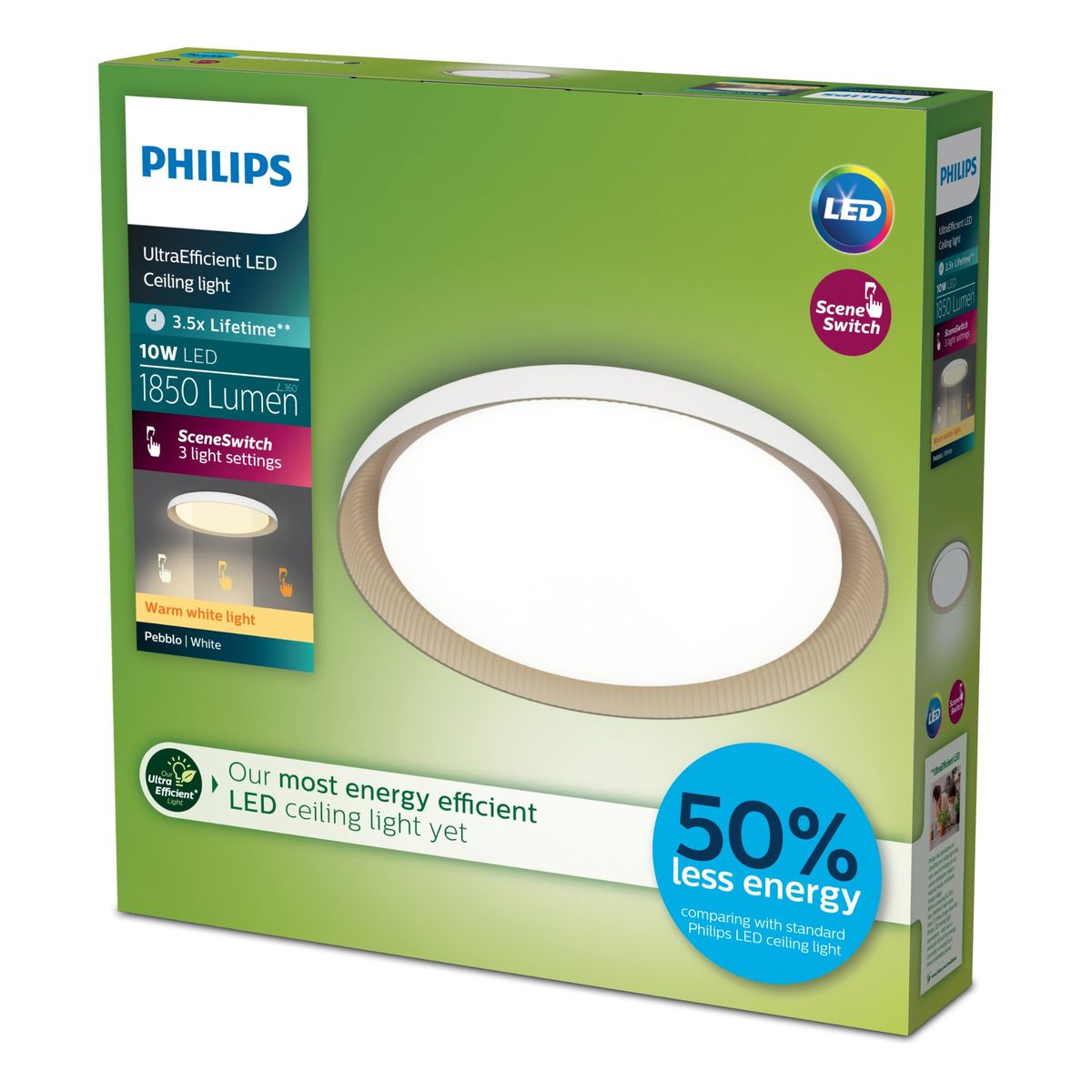 Philips - Pebblo UE Ceiling SS W 10W 27K