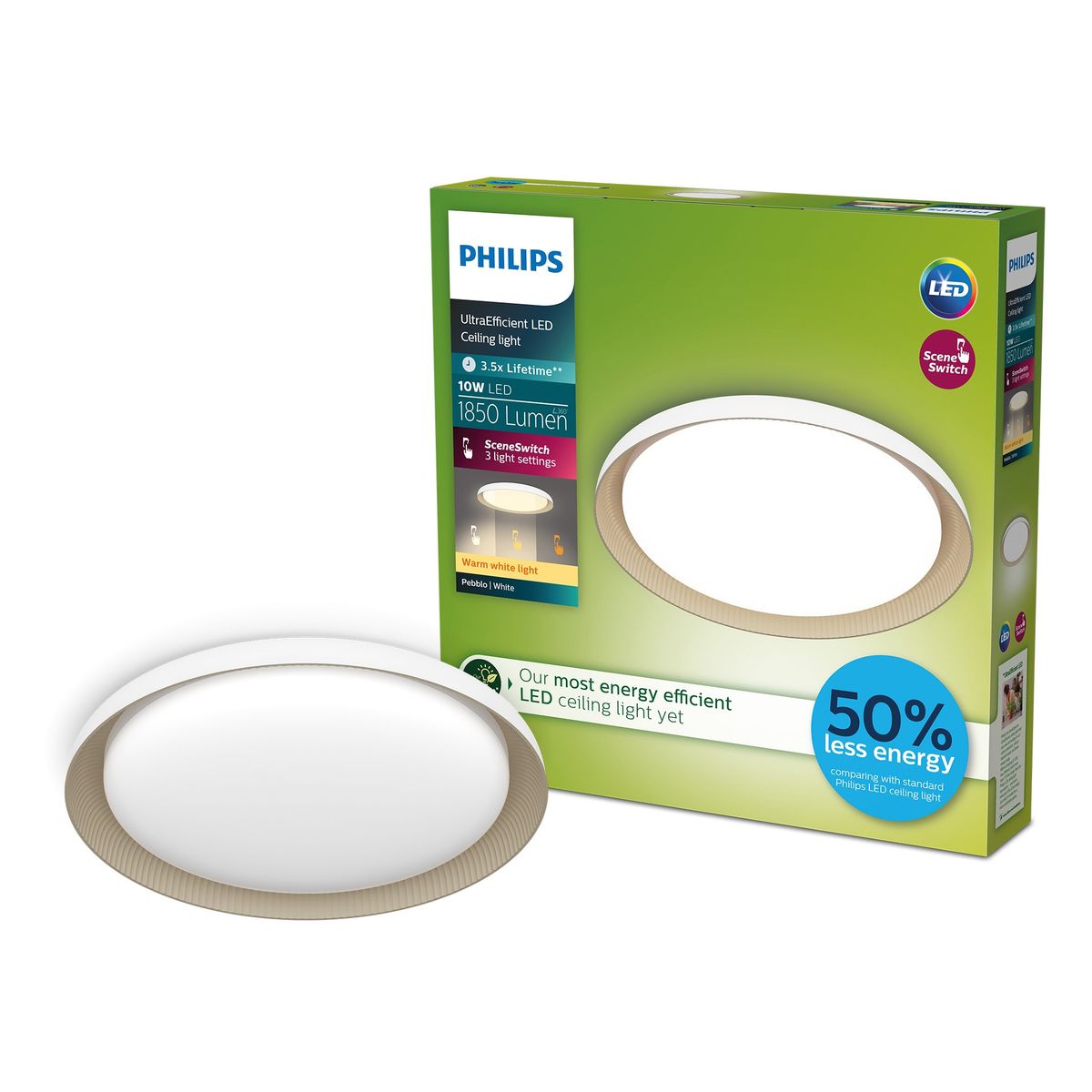 Philips - Pebblo UE Ceiling SS W 10W 27K