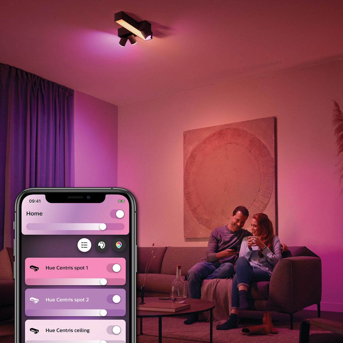 Philips - Centris Hue cross 3-spot black V2