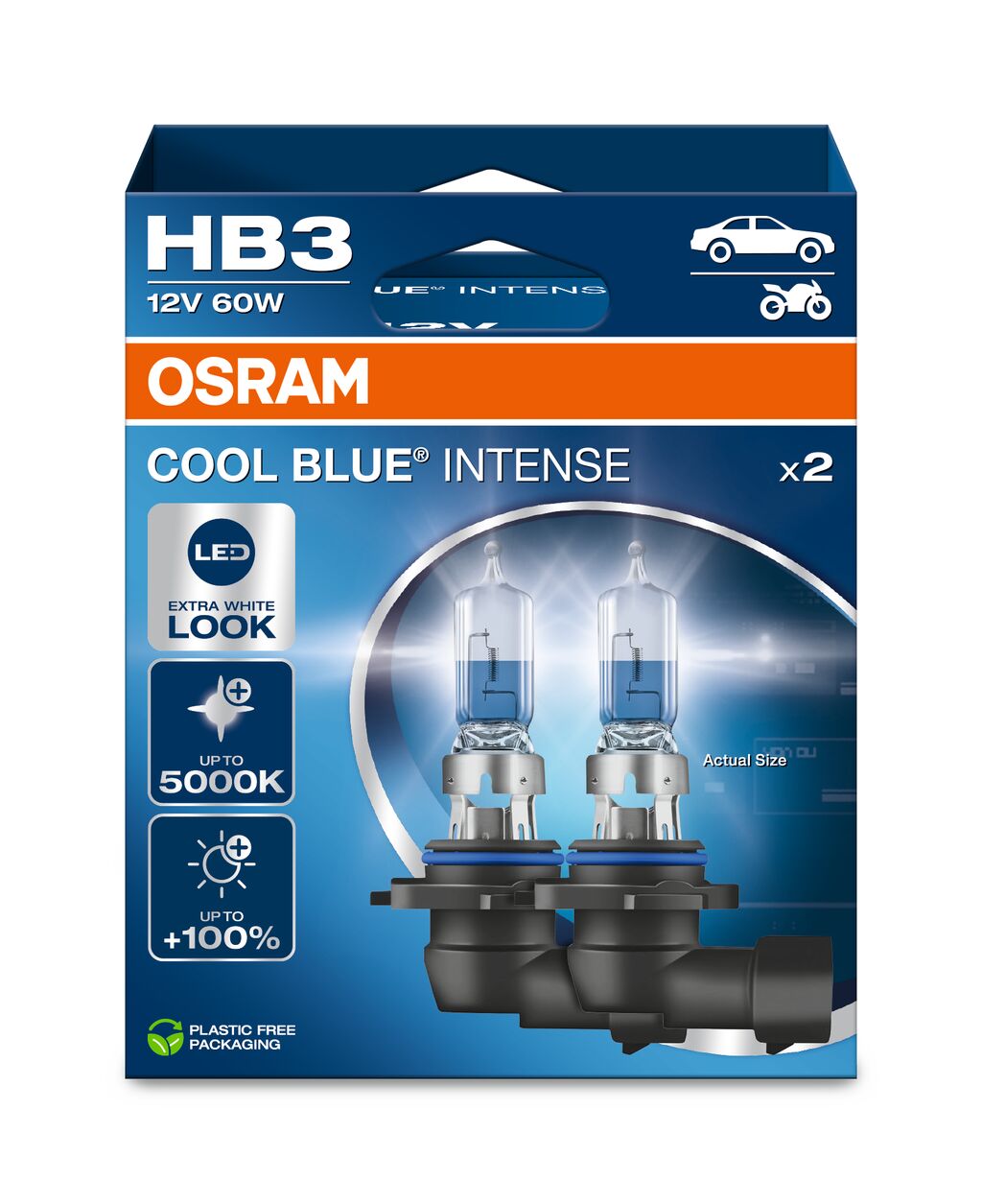 OSRAM - HB3 Halogenstrålkastarlampa - 2-PACK