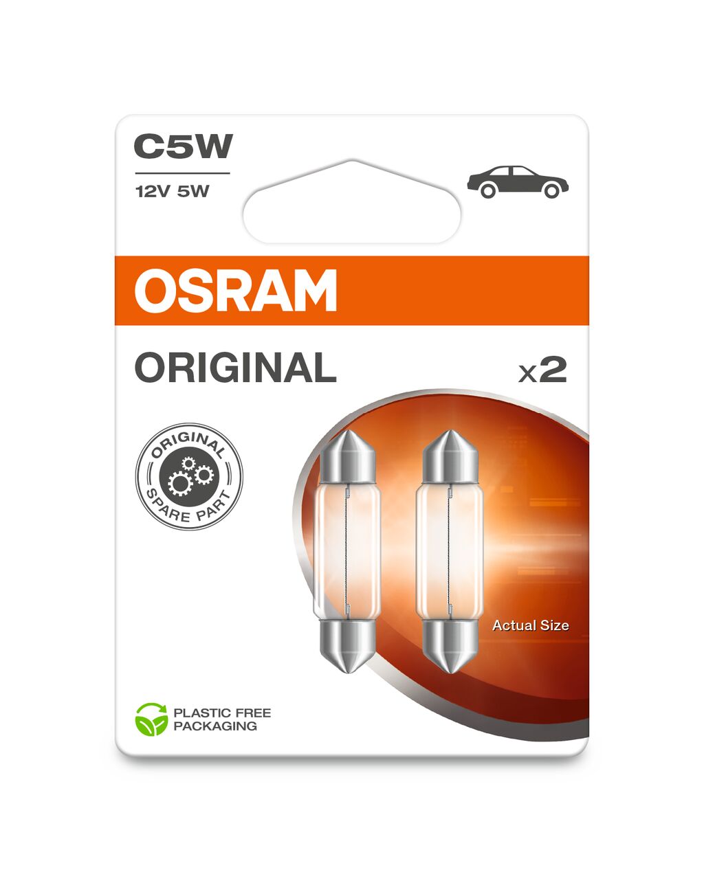 OSRAM ORIGINAL FESTOON - 5W - 12V - 36mm Extraljuslampa - 2-PACK
