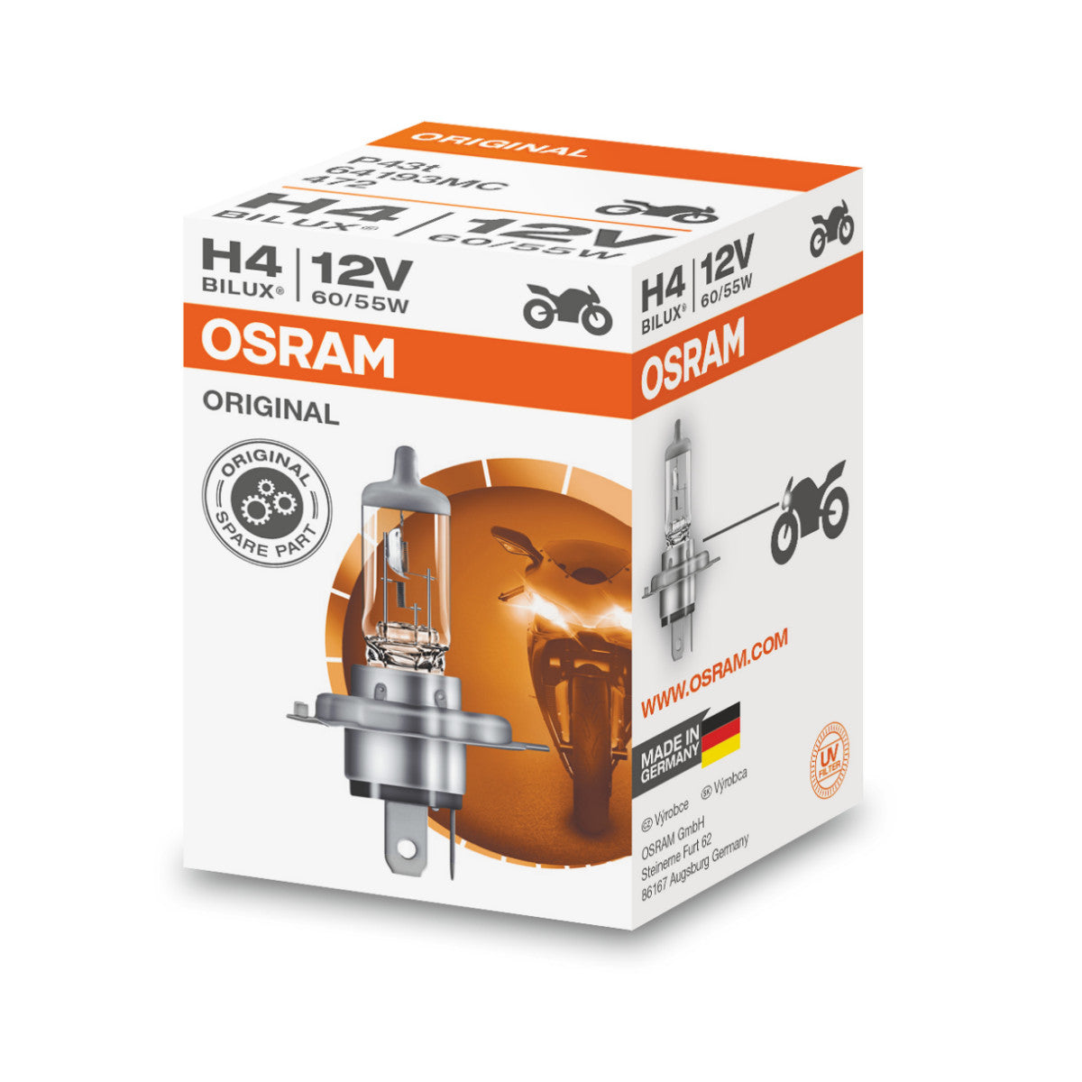 OSRAM ORIGINAL LINE - H4 - 12 V - 6055 W - Halogenstrålkastarlampa - Folding Box