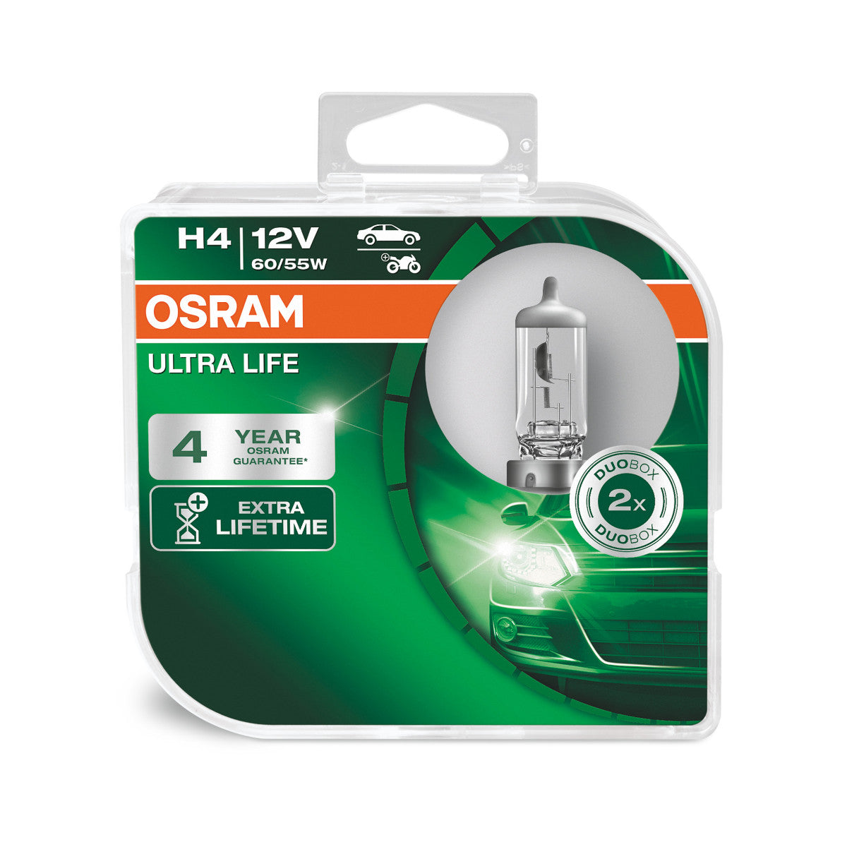 OSRAM ULTRA LIFE - H4 Halogenstrålkastarlampa - Duo box