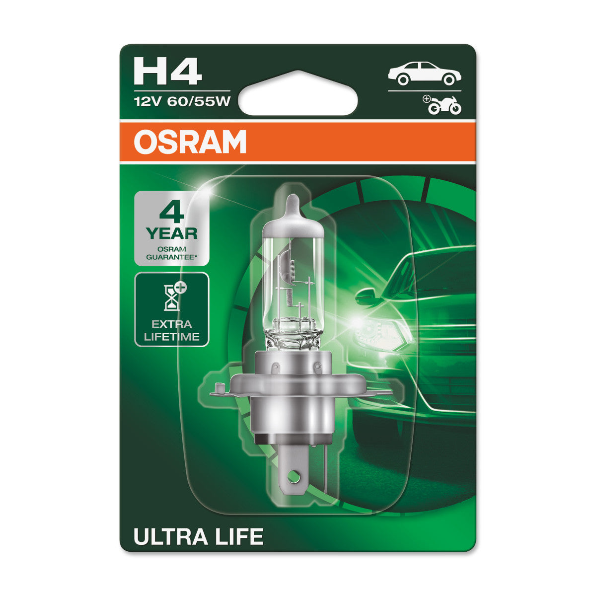 OSRAM ULTRA LIFE - H4 Halogenstrålkastarlampa - Singel blister