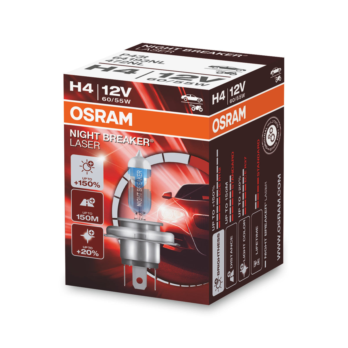 OSRAM NIGHT BREAKER® LASER H4 Folding Box 1-pack