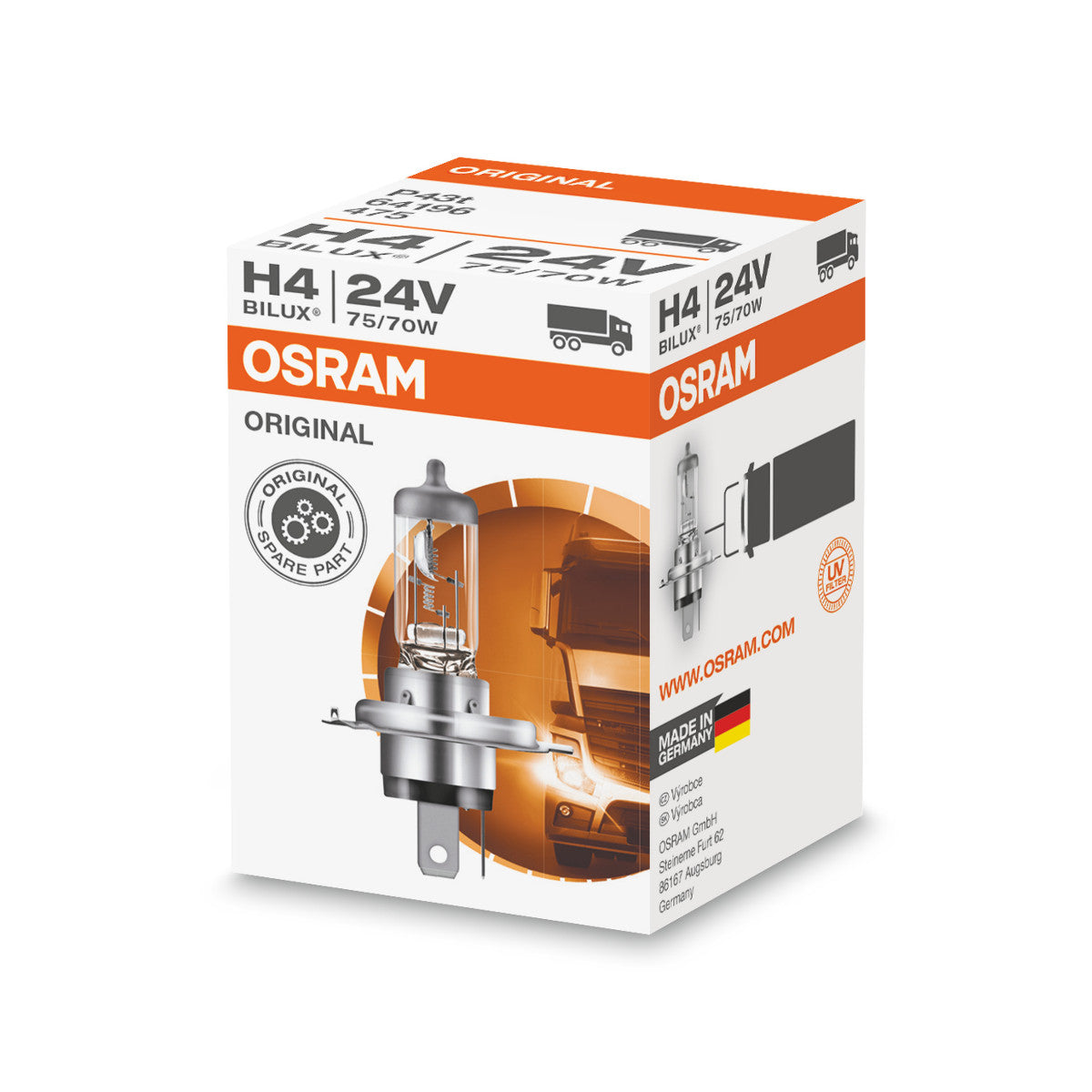 OSRAM ORIGINAL LINE - H4 - 24 V - 7570 W - Halogenstrålkastarlampa - Folding Box
