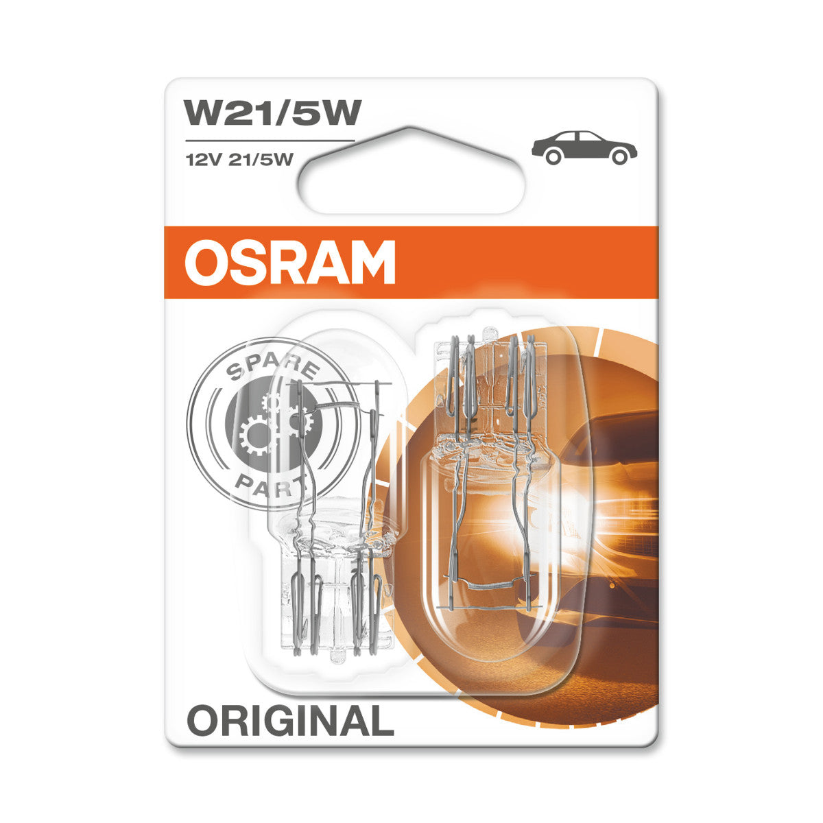 OSRAM ORIGINAL - WEDGE BASE - W21-5W Extraljuslampa - 2-PACK