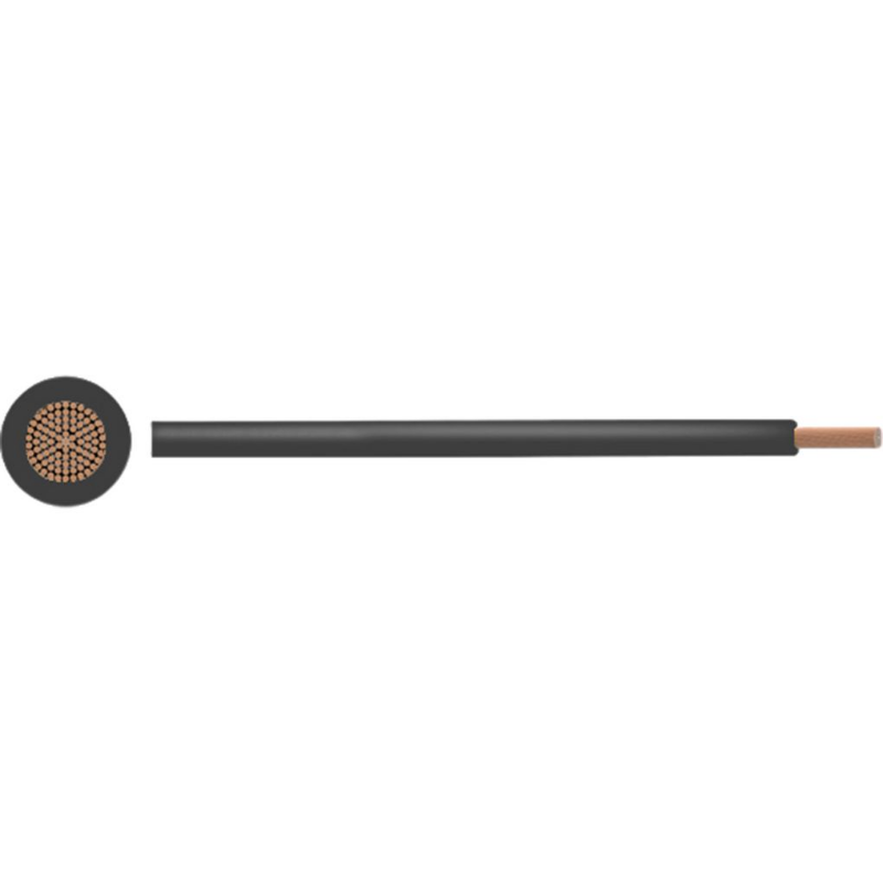 Fåtrådig ledare PVC 0.5mm2 Naken koppar Svart per meter