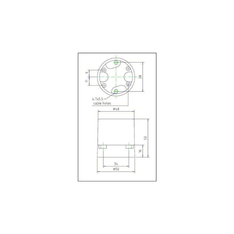 Lampsockel E27 50mm Keramik Vit