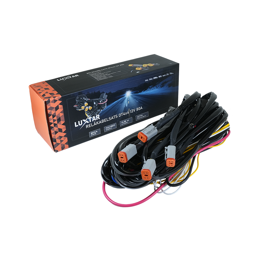 Luxtar Reläkabelsats DT-4 X4 12V 80A Relä
