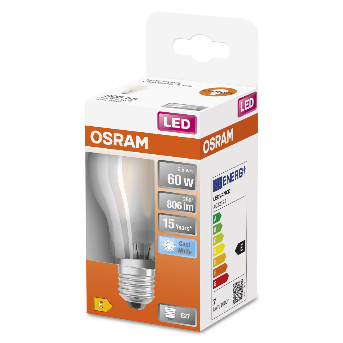 OSRAM LED-LAMPA RUND MATT (60) E27 KALLVIT