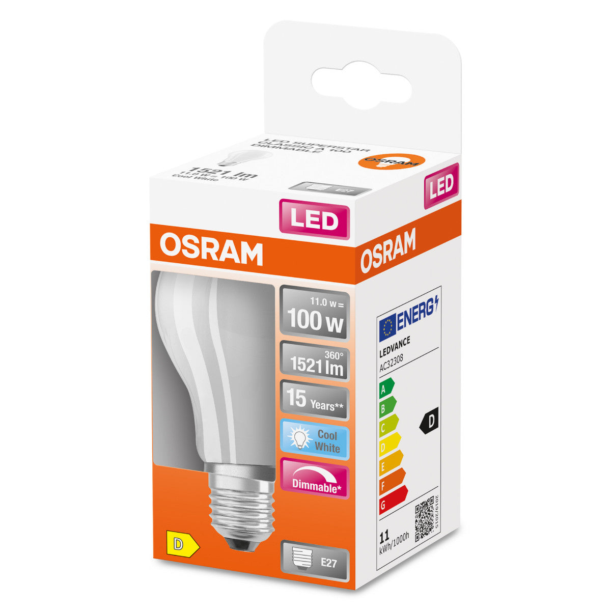 OSRAM LED-LAMPA RUND MATT (100) E27 DIM KALLVIT