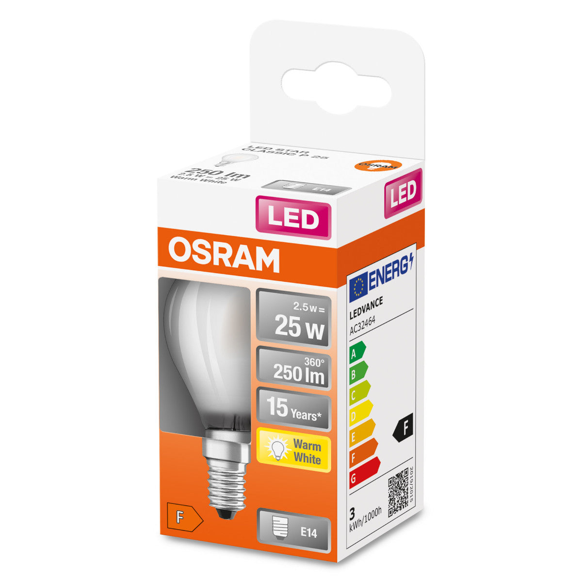 OSRAM LED-LAMPA RUND MATT (25) E14