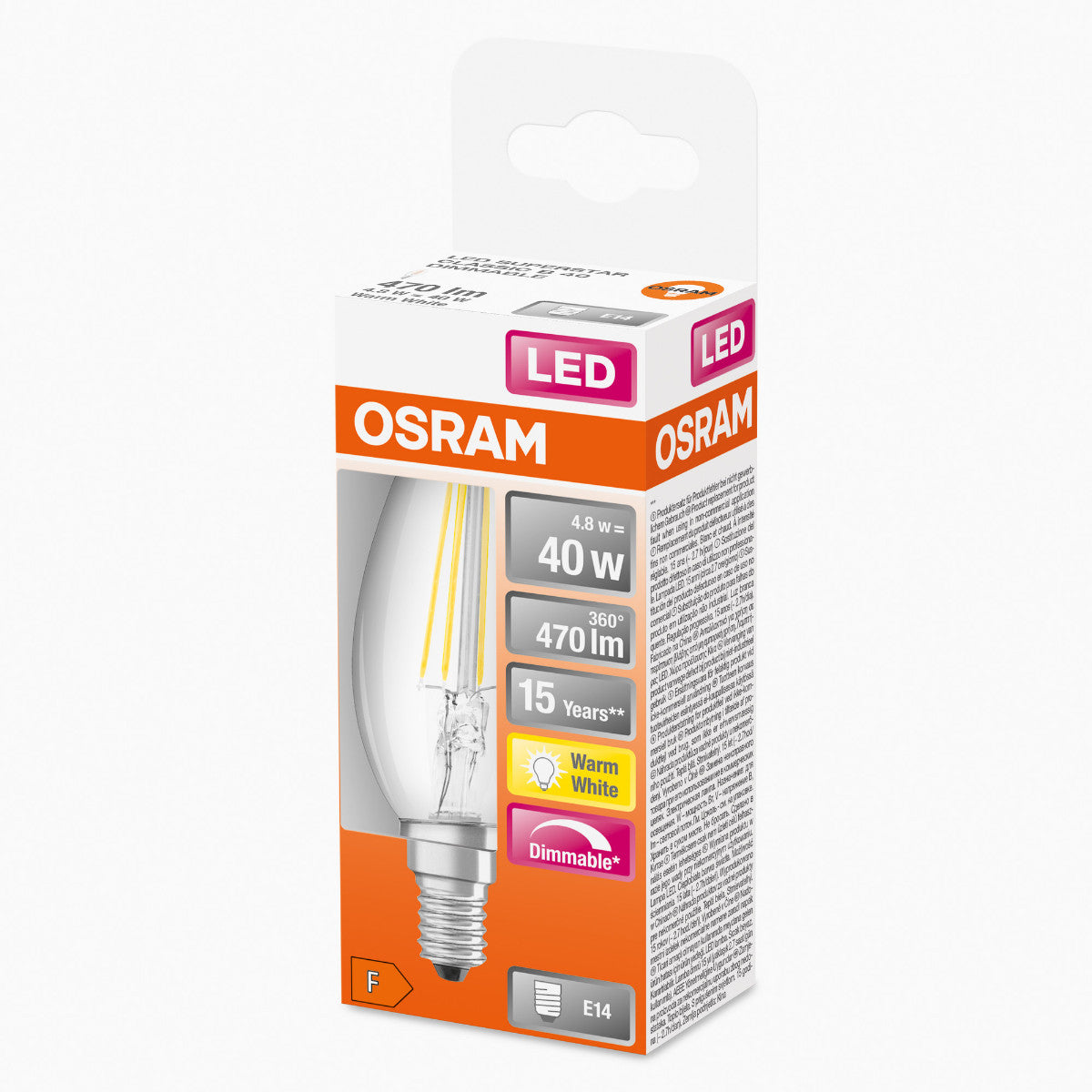 OSRAM LED-LAMPA KRONFORM KLAR (40) E14 DIM