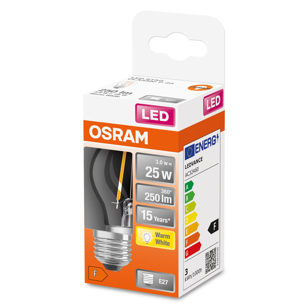 OSRAM LED-LAMPA RUND KLAR (25) E27 VARMVIT