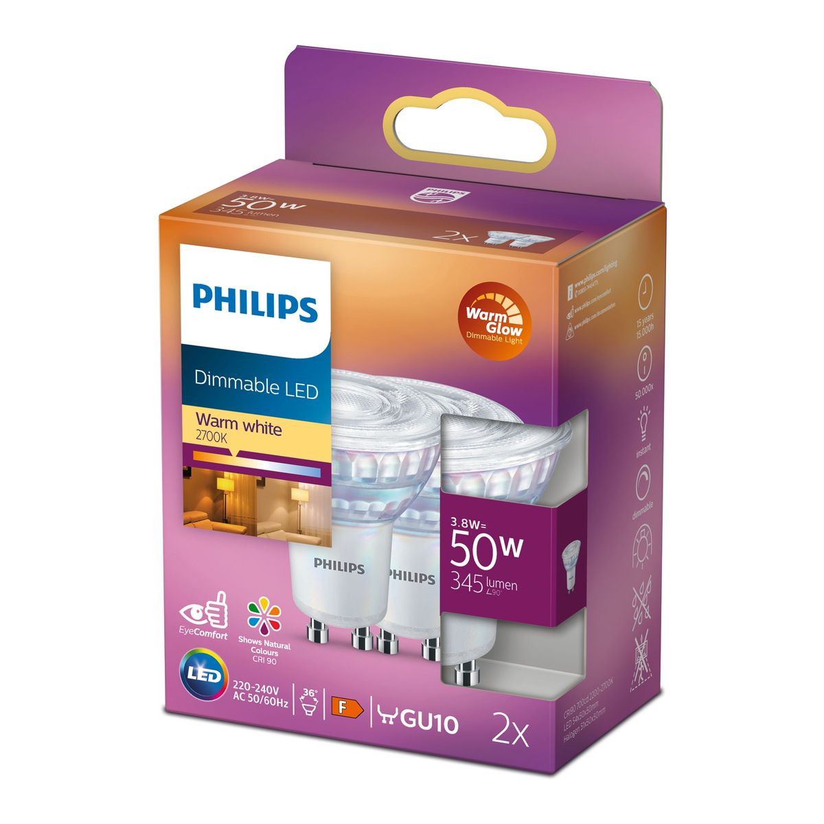 Philips - LED CLA 50W GU10 C90 WW 36D WGD 2SRT6