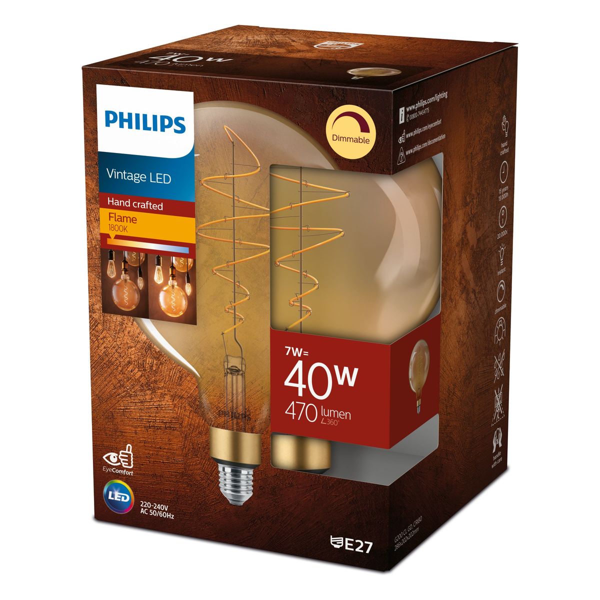 Philips - LED classic-giant 40W E27 G200 GOLD DIM