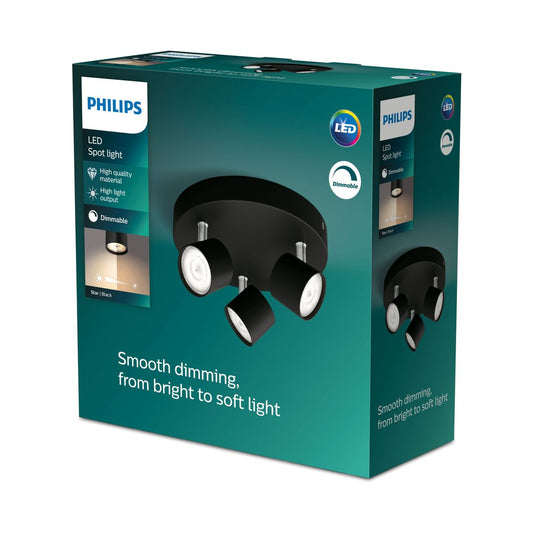 Philips - STAR plate/spiral black 3x4.5W SELV Dim