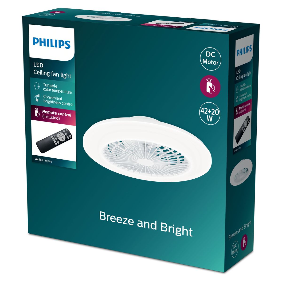 Philips - Amigo Flat Fan Ceiling IR RD 20W+42W WH
