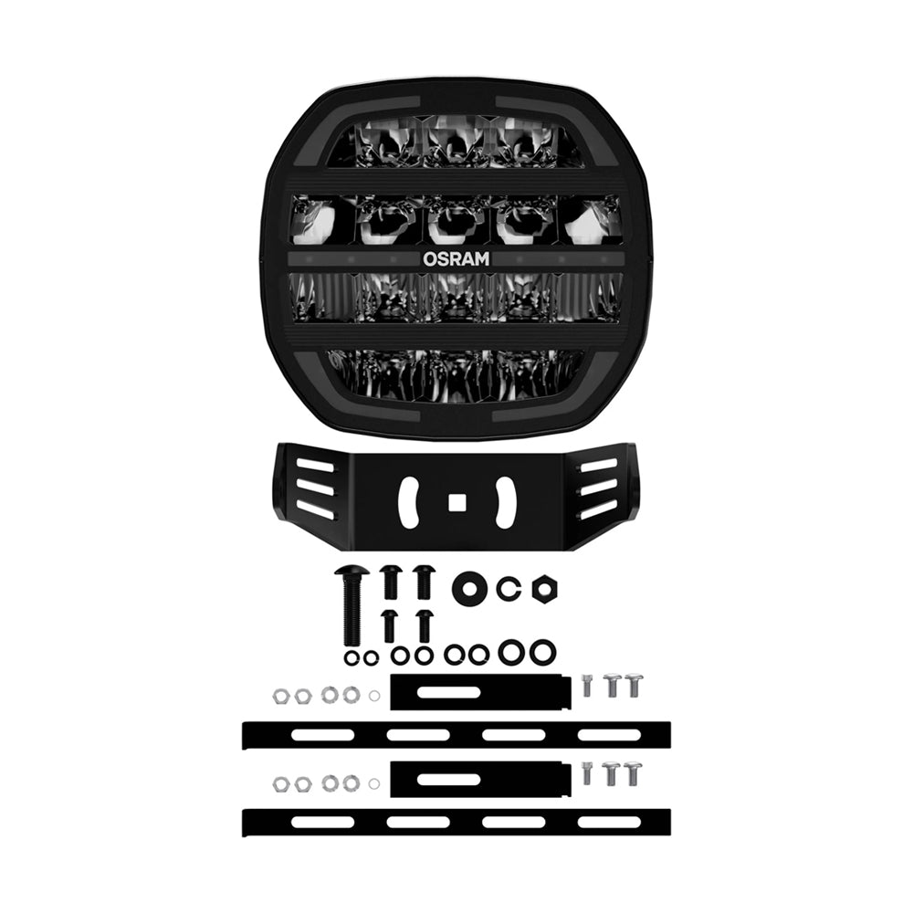 Osram LEDriving Cube MX180-CB Amber Extreme 7-tums LED-extraljus med komplett monteringsfäste och installationsmaterial.