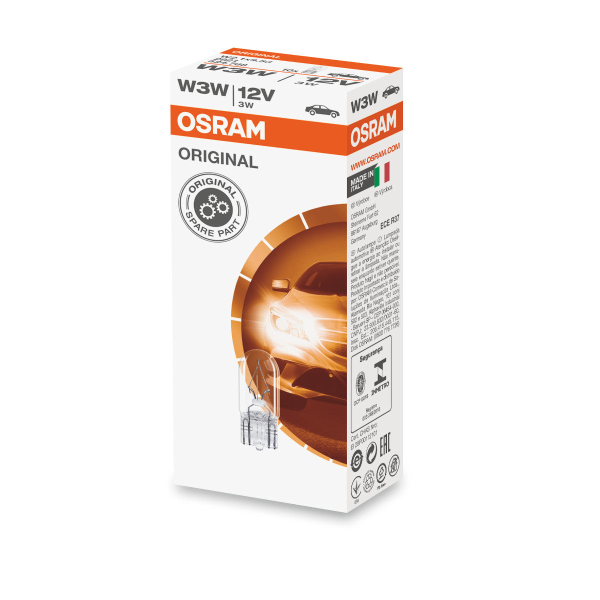 OSRAM ORIGINAL - WEDGE BASE - 3W - 12V - W2.1x9.5d - Extraljuslampa