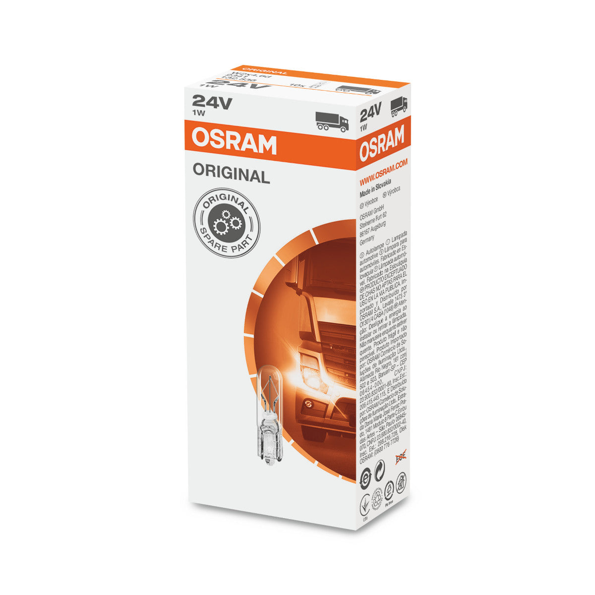 OSRAM ORIGINAL - WEDGE BASE - 1W - 24V - Extraljuslampa