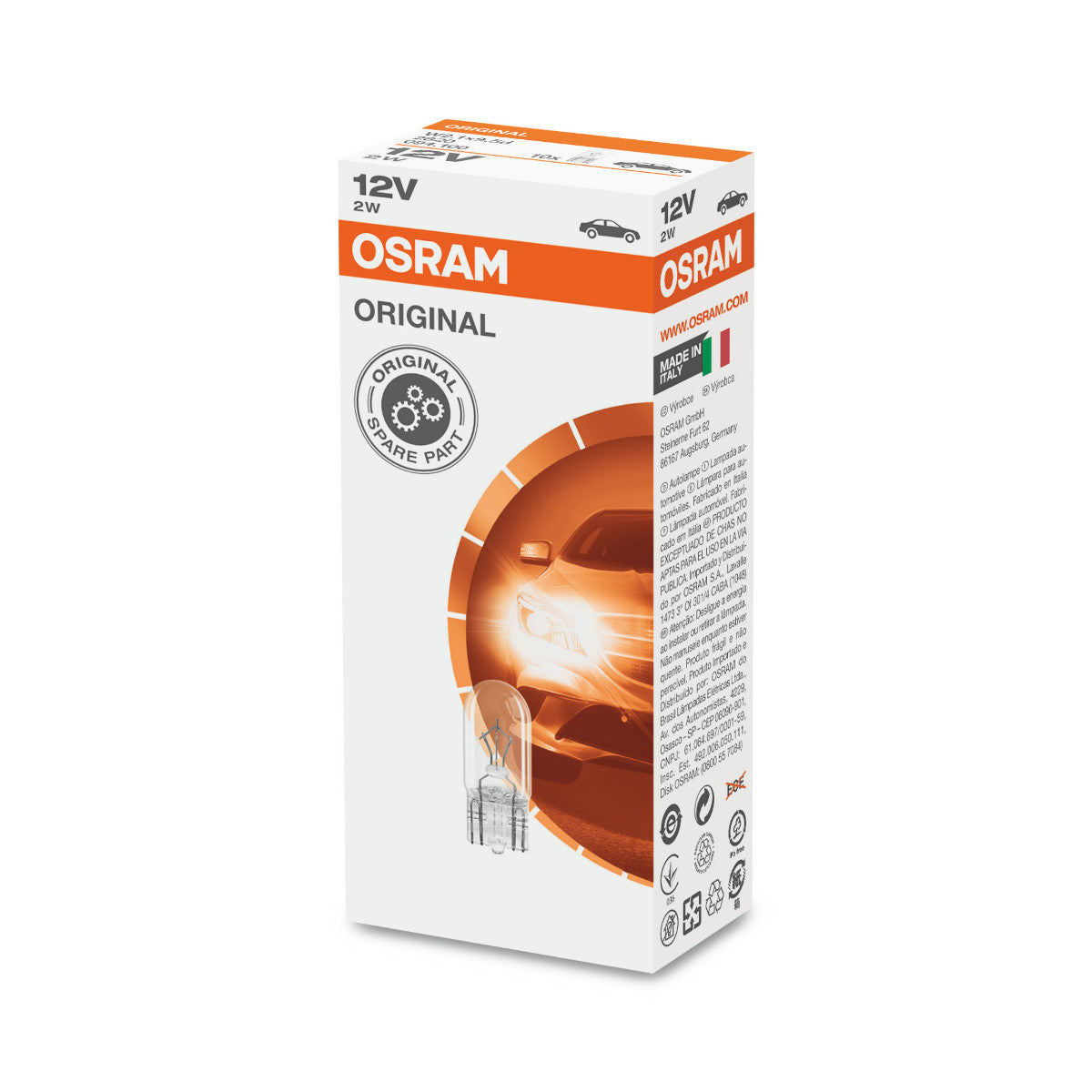 OSRAM ORIGINAL - WEDGE BASE - 2W - 12V - W2.1x9.5d - Extraljuslampa