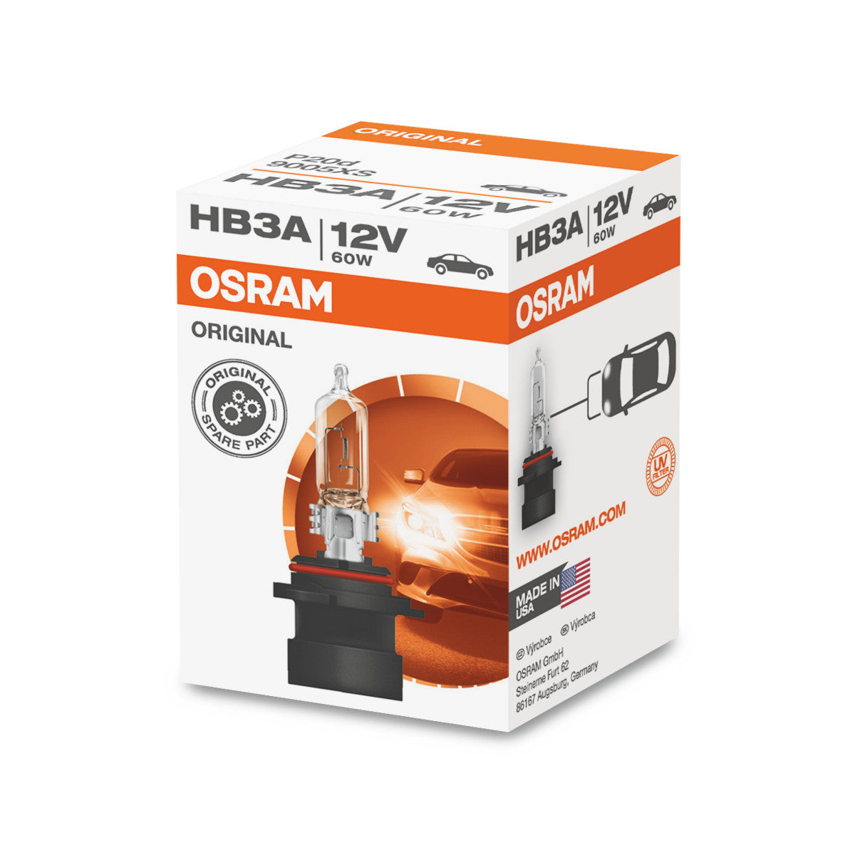 OSRAM ORIGINAL LINE - HB3A - 12 V - 60 W - Halogenstrålkastarlampa