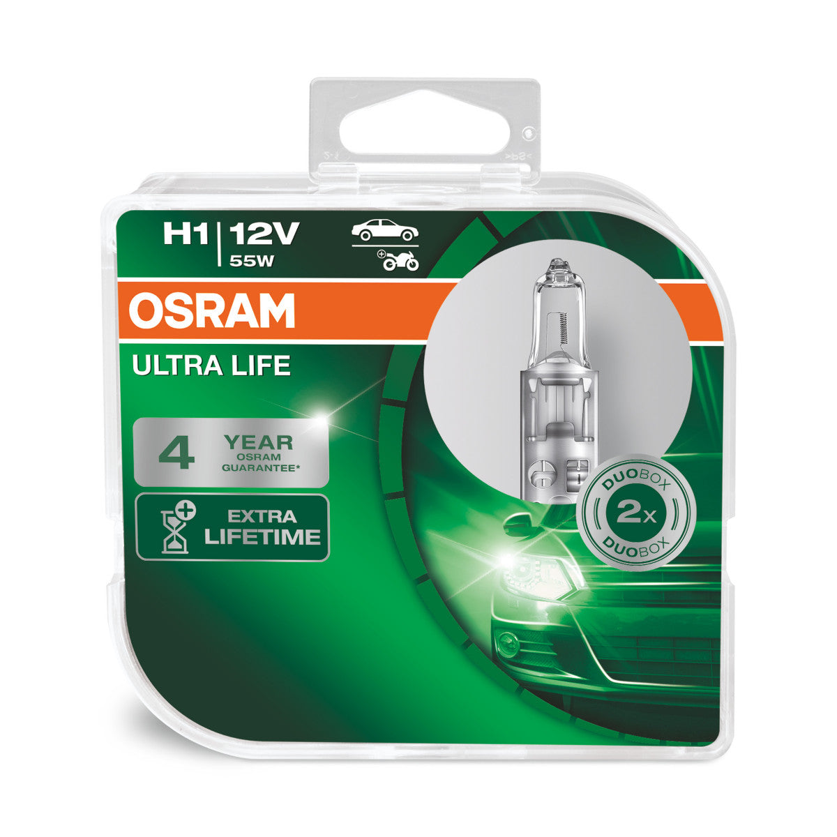 OSRAM ULTRA LIFE - H1 Halogenstrålkastarlampa - Duo box