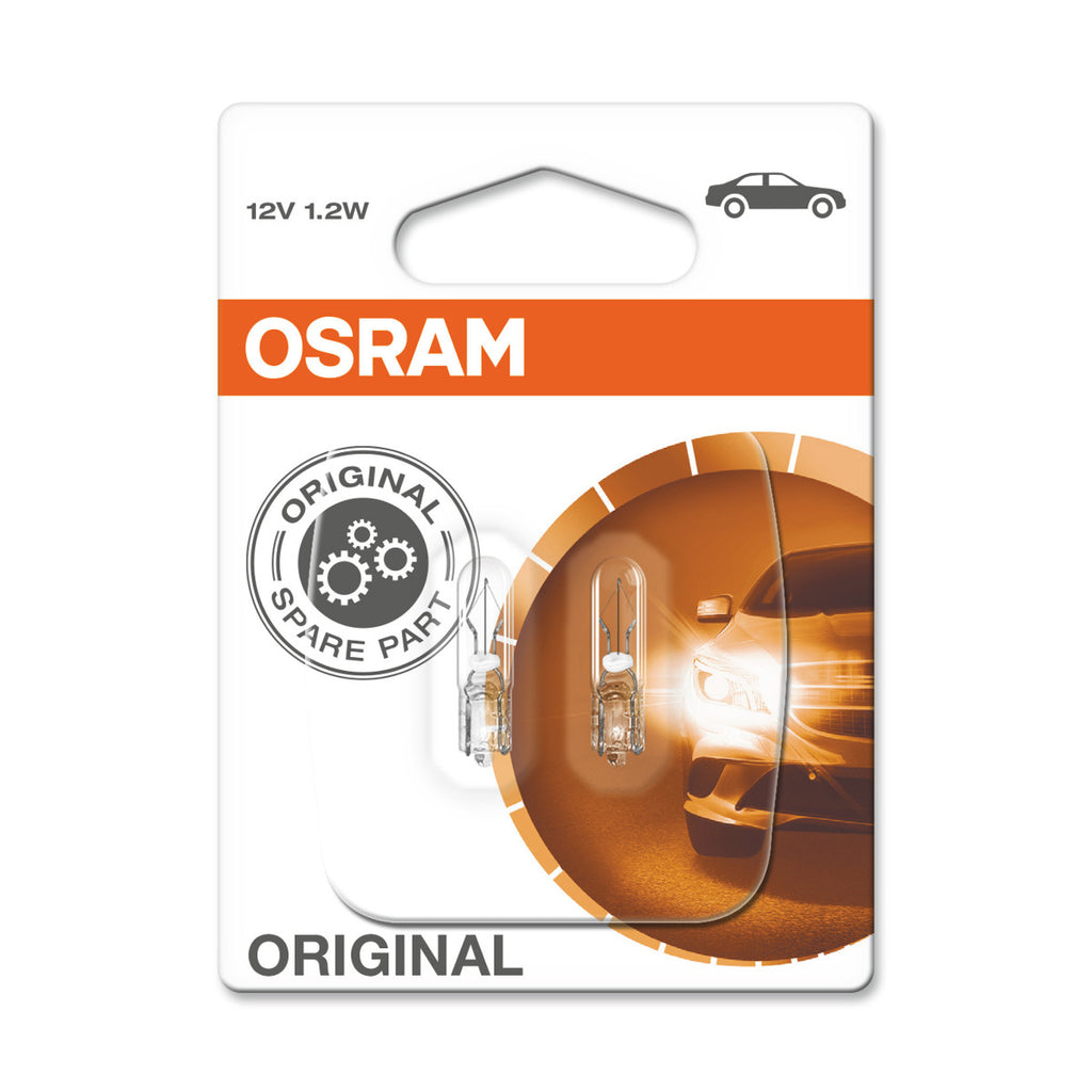 OSRAM ORIGINAL - WEDGE BASE - 1 -2W - 12V - W2x4.6d - Extraljuslampa