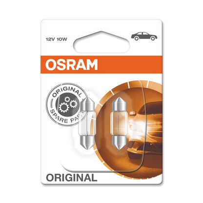 OSRAM ORIGINAL FESTOON - 10w - 12V - Extraljuslampa - 2-PACK