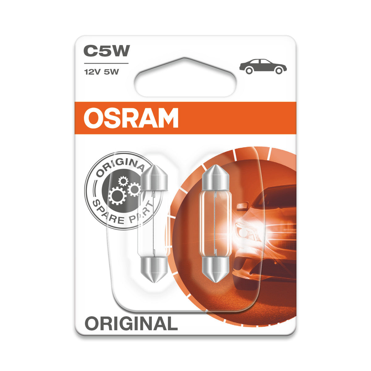 OSRAM ORIGINAL FESTOON - 5W - 12V - 36mm Extraljuslampa - 2-PACK