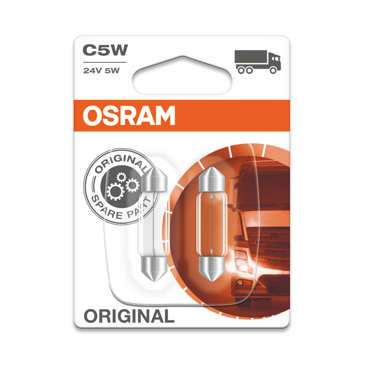 OSRAM ORIGINAL FESTOON - 5W - 24V - 36mm Extraljuslampa - 2-PACK