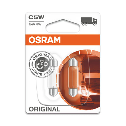 OSRAM ORIGINAL FESTOON - 5W - 24V - 36mm Extraljuslampa - 2-PACK