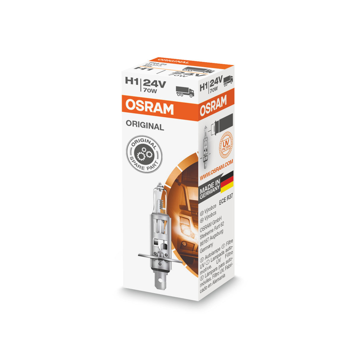 OSRAM ORIGINAL LINE - H1 - 24 V - 70 W - Halogenstrålkastarlampa - Folding Box