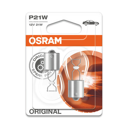 OSRAM ORIGINAL - METAL BASE - P21W Extraljuslampa 2-pack